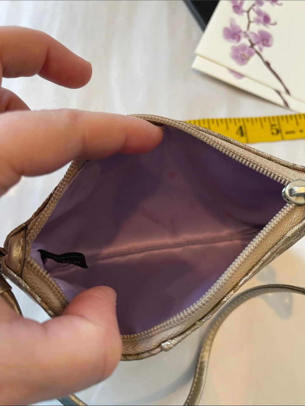 Coach Beige Signature Wristlet Clutch coin purse, small zipped